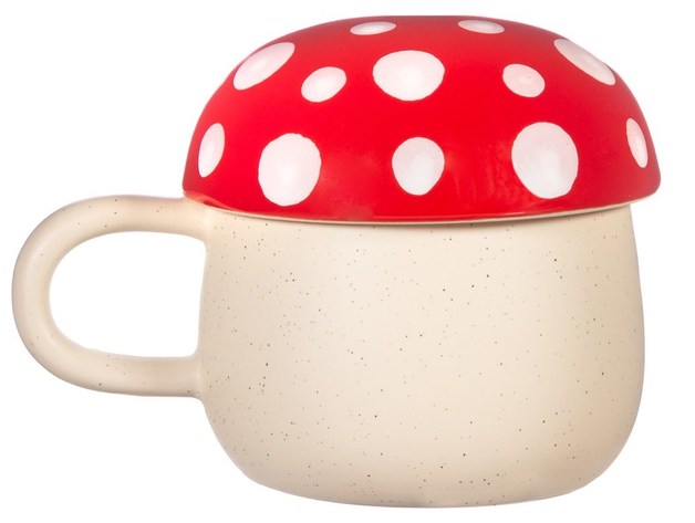 Image of Red Mushroom Mug With Lid