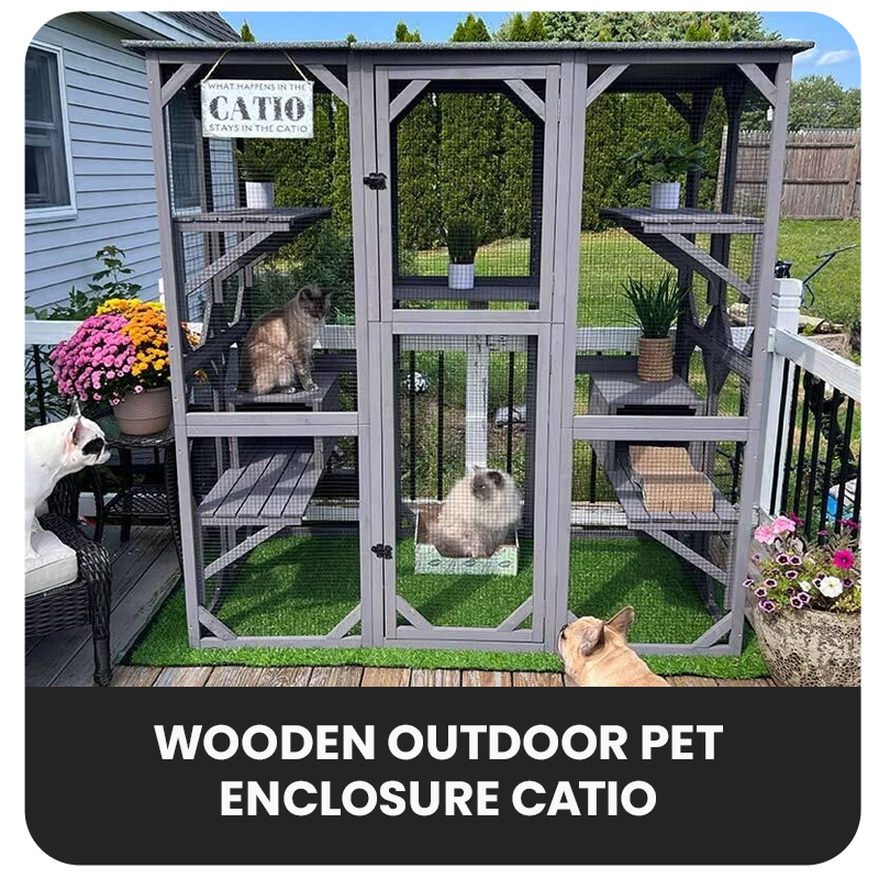 Zoomies Wooden Outdoor Pet Enclosure Catio - Grey