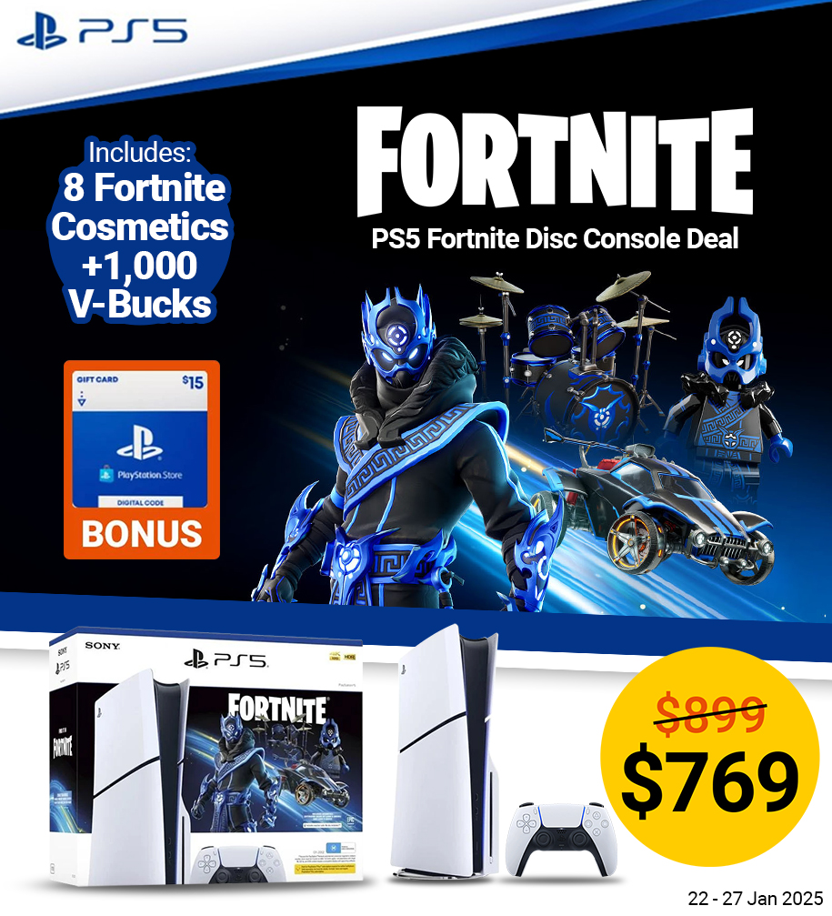 PS5 Disc Fortnite Cobalt Star Console Bundle (Slim)