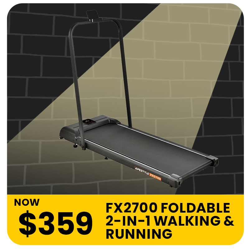 Ape Style FX2700 Foldable 2-in-1 Walking & Running Smart Treadmill - Black