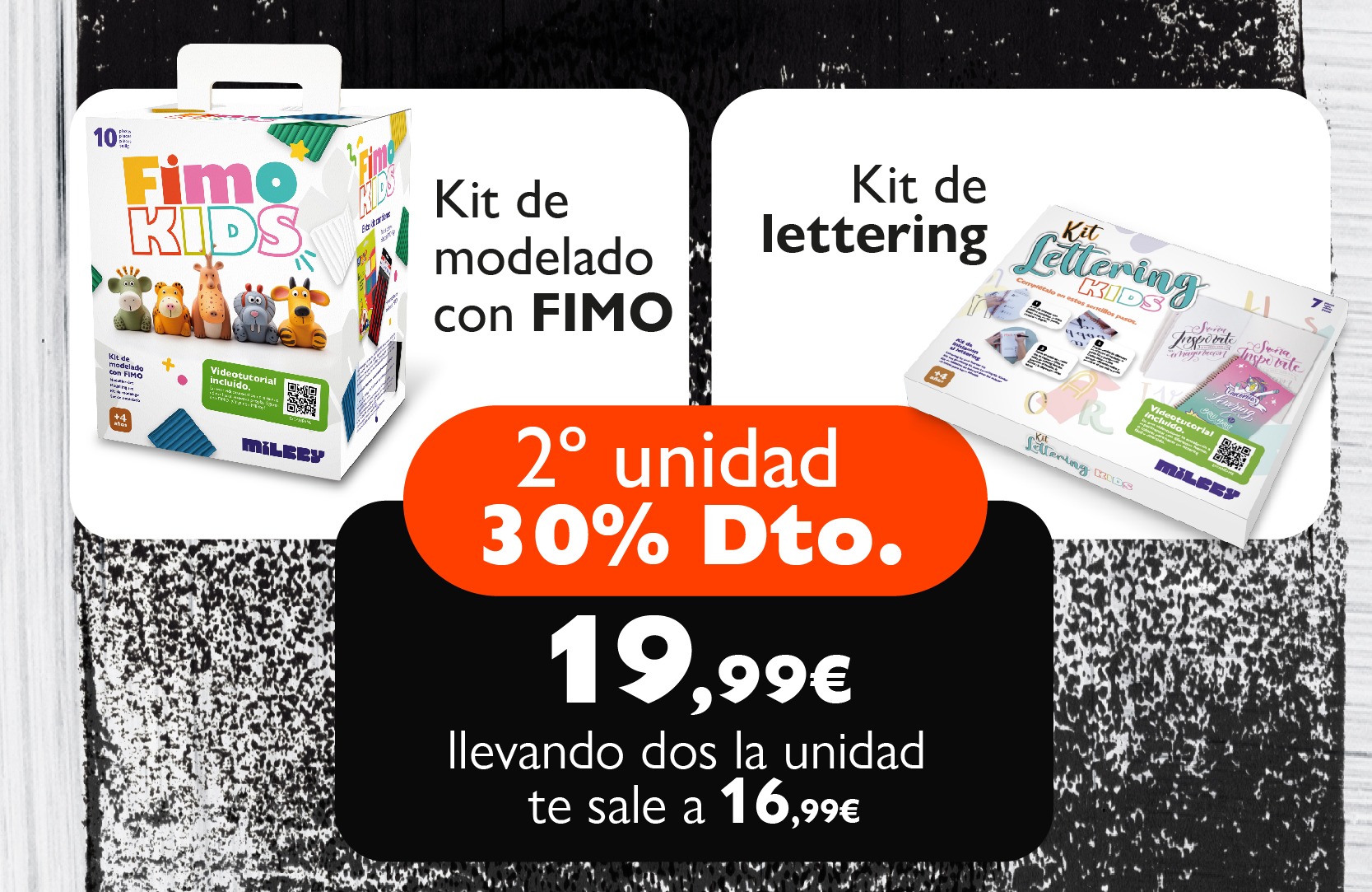 Kits milbby infantiles, ahora 2º unidad al 30% de descuento