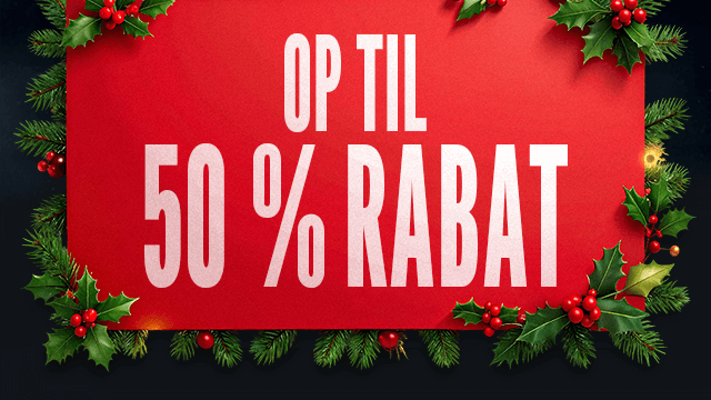 Op til 50 % rabat.
