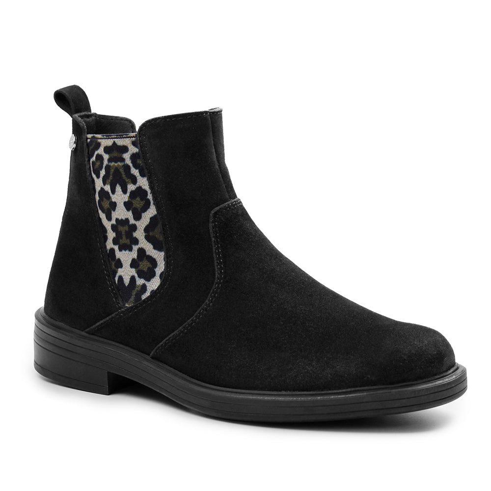 Image of Minfot Bou Chelsea Boots med zip Stretch Nubuck Svart Leopard
