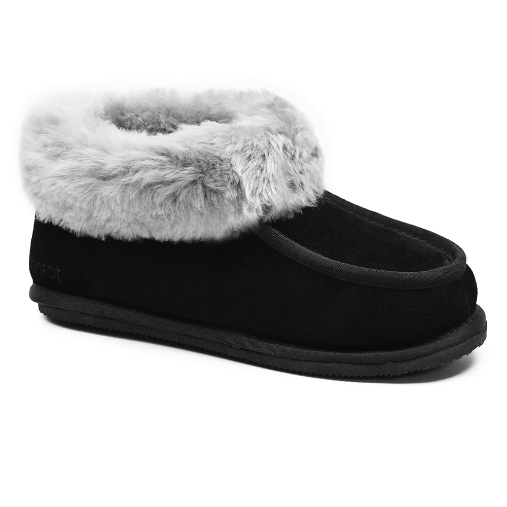 Image of Minfot Fårskinnstofflor Koster med sula Svart