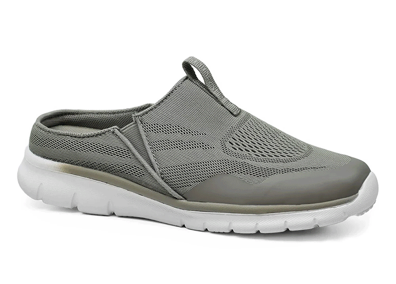 Ett bildspel av olika skor, sandaler och tofflor lämpliga för arbete