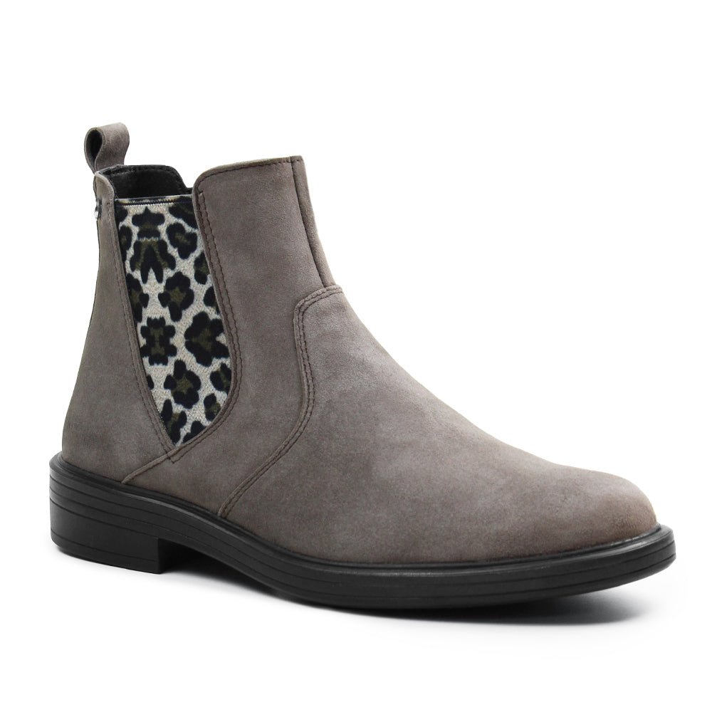 Image of Minfot Bou Chelsea Boots med zip Stretch Nubuck Stone Leopard