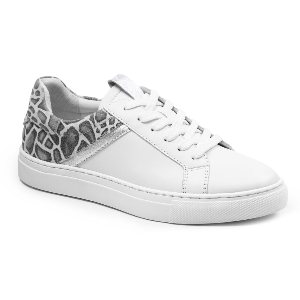 Image of Minfot Comfort Sneakers Skinn Leopard Vit