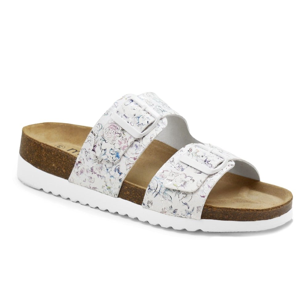 Image of Minfot Sandaler Mjuk Bio Tropical Flowers Vit
