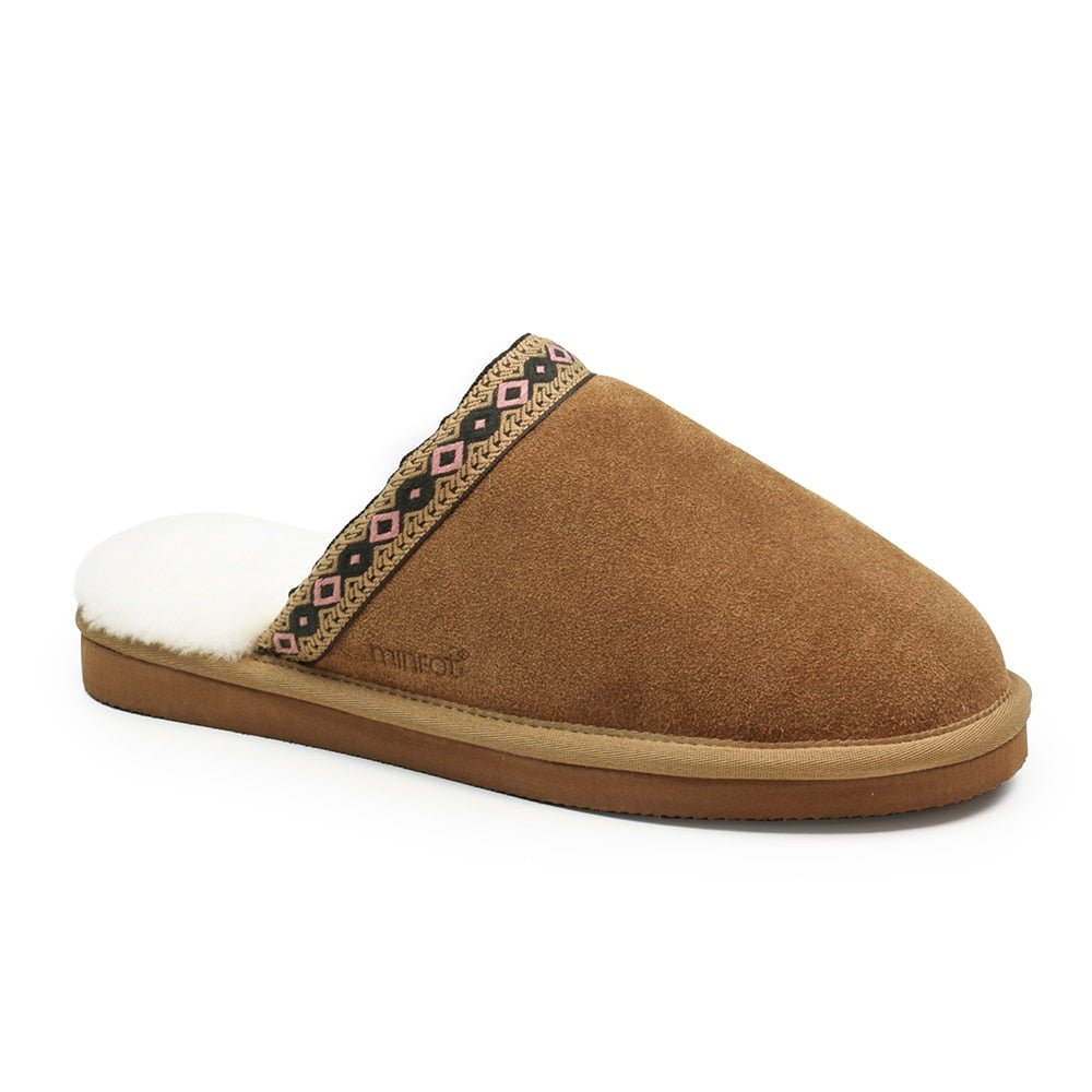Image of Minfot Fårskinnstofflor Slip-on Myre med sula Chestnut