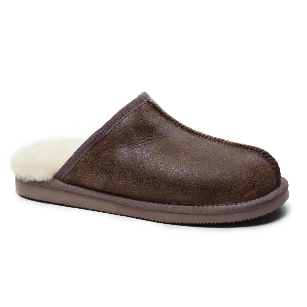 Image of Minfot Fårskinnstofflor Slip-on Orust med sula Waxed Stone