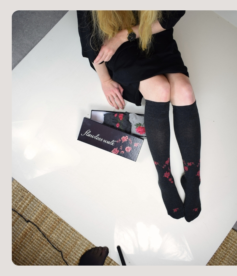 Några av våra första stödstrumpor i serien vi kallade Flawless