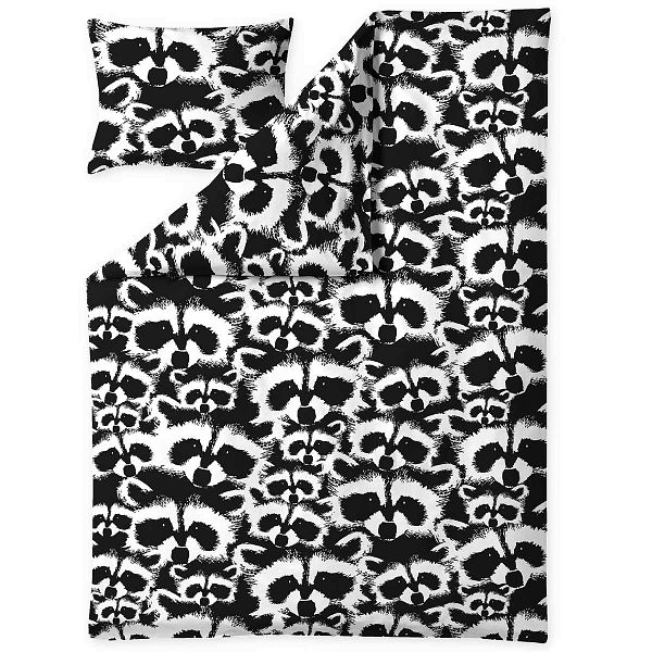 FINLAYSON PUSSILAKANASETTI PESUE MUSTA/VALK. 150X210CM+50X60CM