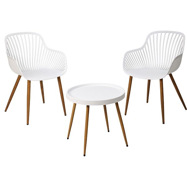 PUUTARHASETTI PÖYTÄ + KAKSI TUOLIA VALKOINEN