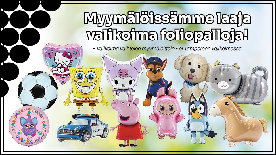 Myymälöissämme laaja valikoima foliopalloja!