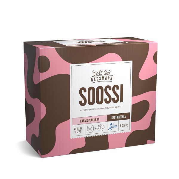 DAGSMARK KOIRAN ANNOSATERIA SOOSSI ADULT 8*120G KANA-PUOLUKKA K 960 G