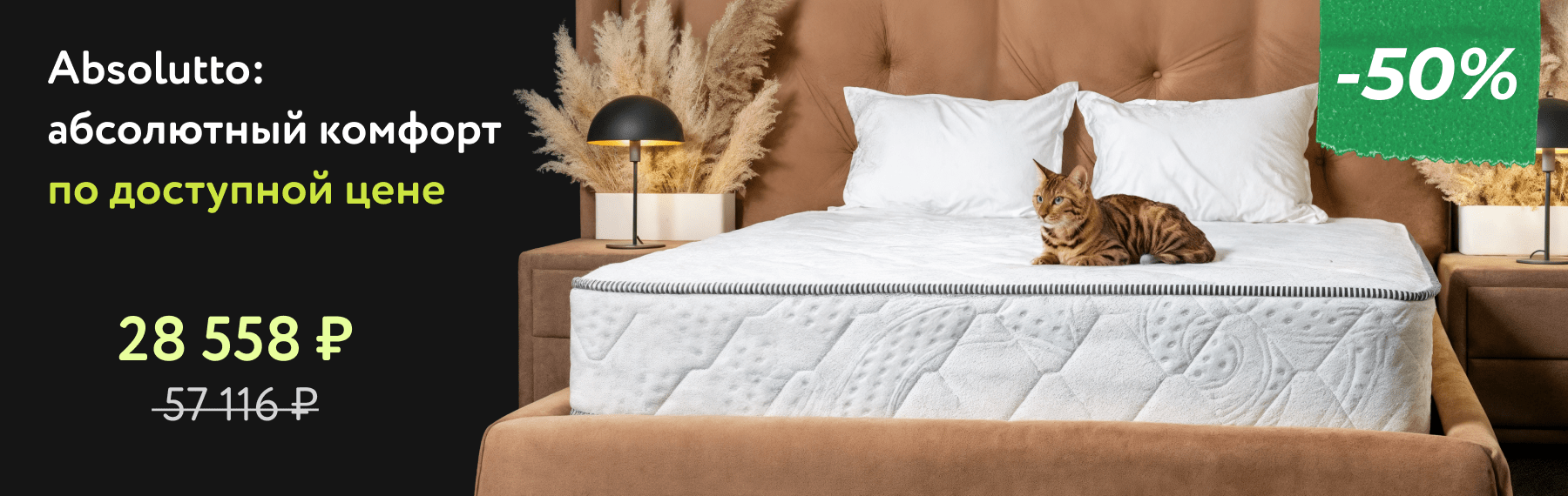 Скидка -50% на матрасы Absolutto