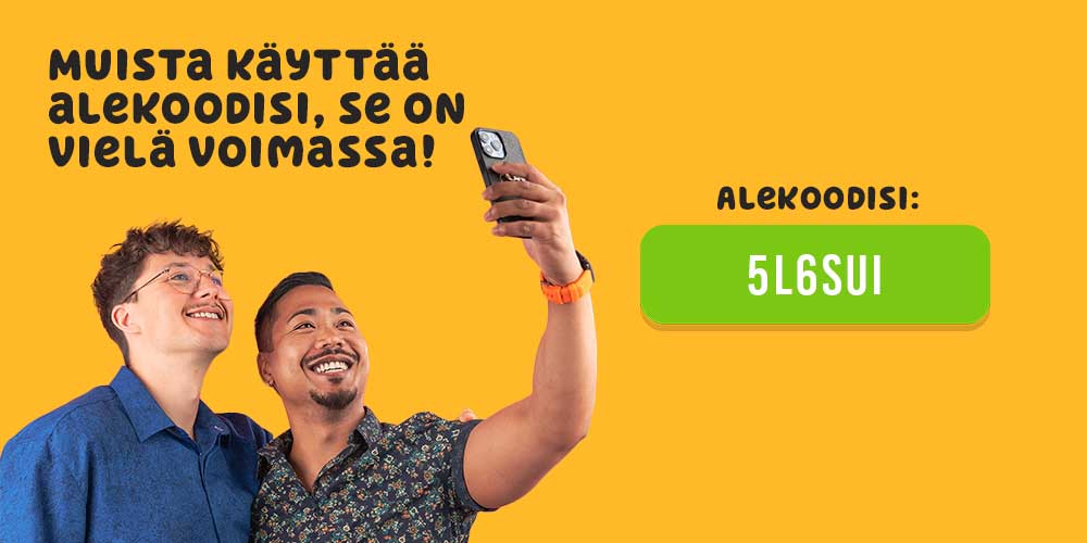 Muista käyttää -20% alekoodisi