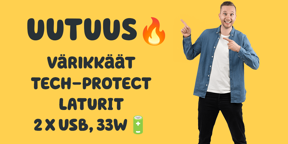 Uutuus: värikkäät tech-protect verkkolaturit 2x usb, 33w