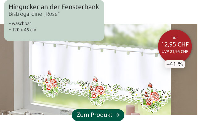 Hingucker an der Fensterbank - Bistrogardine „Rose“
