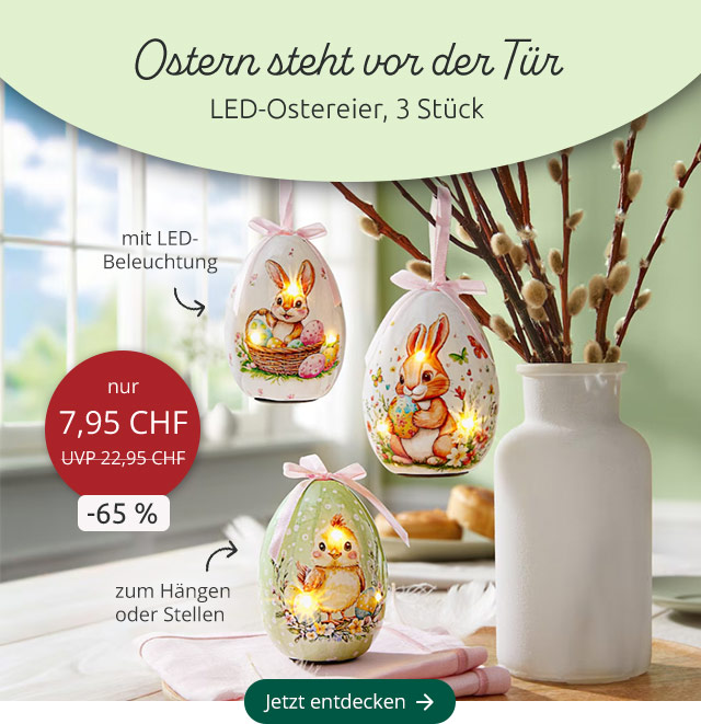 Ostern steht vor der Tür - LED Ostereier, 3 Stück