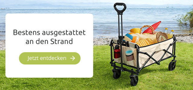 Bestens ausgestattet an den Strand