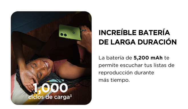 INCREÍBLE BATERÍA DE LARGA DURACIÓN | La batería de 5,200 mAh te permite escuchar tus listas de reproducción durante más tiempo. |  1,000 ciclos de carga3
