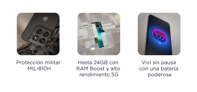 Protección militar MIL-810H | Hasta 24GB con RAM Boost y alto rendimiento 5G | Viví sin pausa con una batería poderosa