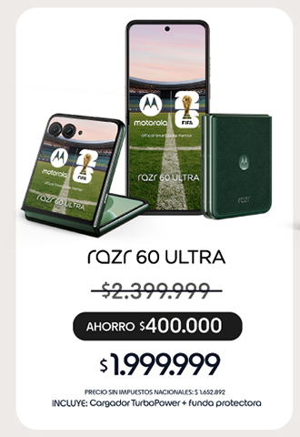 RAZR 60 ULTRA | $1.999.999 | PRECIO SIN IMPUESTOS NACIONALES: $1.652.892 | INCLUYE: Cargador Turbo Power + funda protectora
