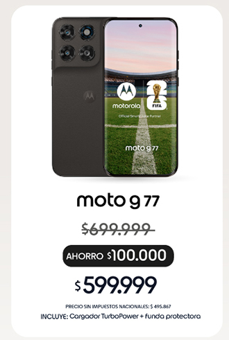 MOTO G77 | $599.999 | PRECIO SIN IMPUESTOS NACIONALES: $495.867 | INCLUYE: Cargador Turbo Power + funda protectora