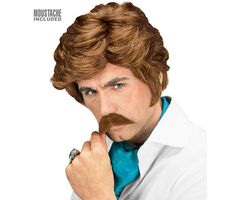 WM Περούκα Καστανή Με Μουστάκι Casanova (P6175)