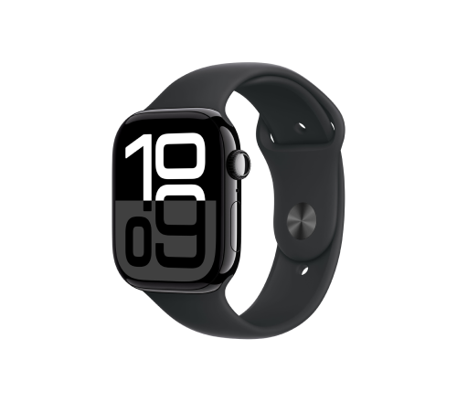 СМАРТГОДИННИК APPLE WATCH SERIES 10 GPS 46MM JET BLACK ALUMINIUM CASE WITH BLACK SPORT BAND – M/L