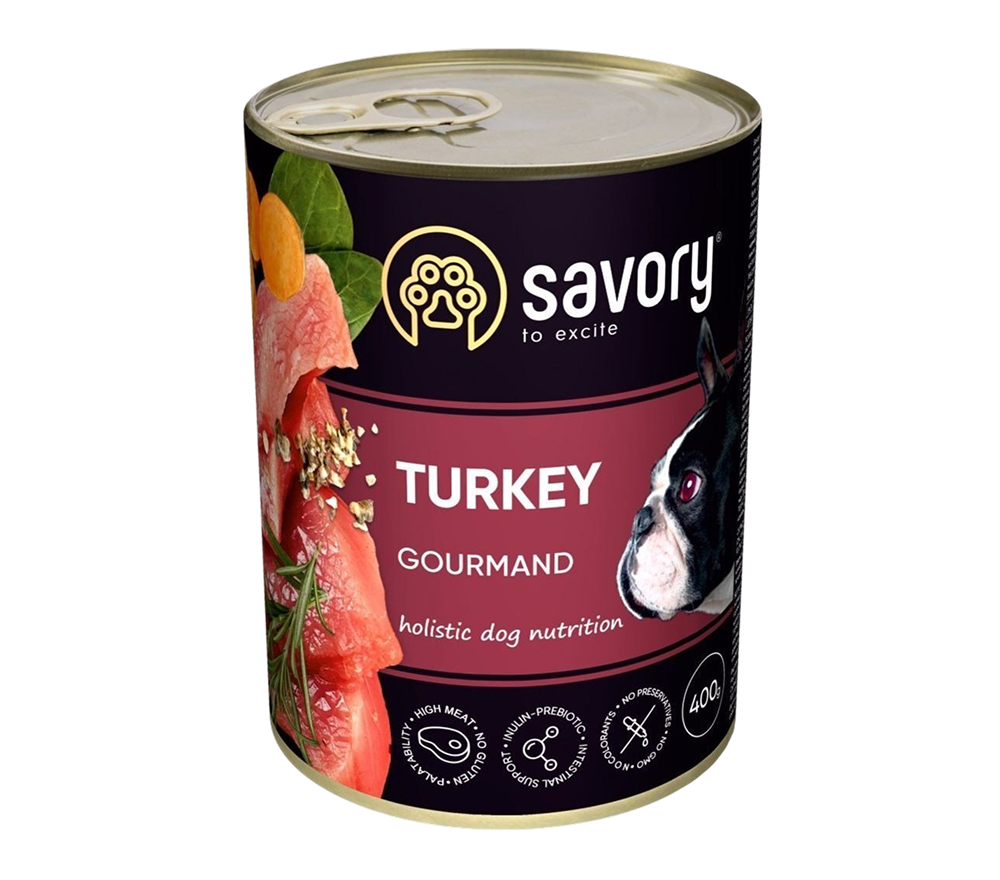 Вологий корм для дорослих собак Savory з індичкою 400г Вологий корм для дорослих собак Savory з індичкою 400г