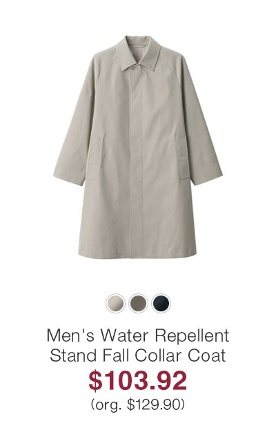 Shop Men's Water Repellent Stand Fall Collar Coat