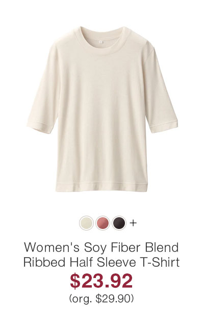 Shop Women's Soy Fiber Blend Ribbed Crew Neck Half Sleeve T-Shirt