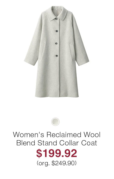 Shop Women's Reclaimed Wool Blend Stand Fall Collar Coat