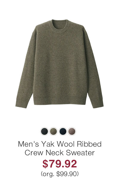 Shop Men's Wool Yak Ribbed Crew Neck Sweater