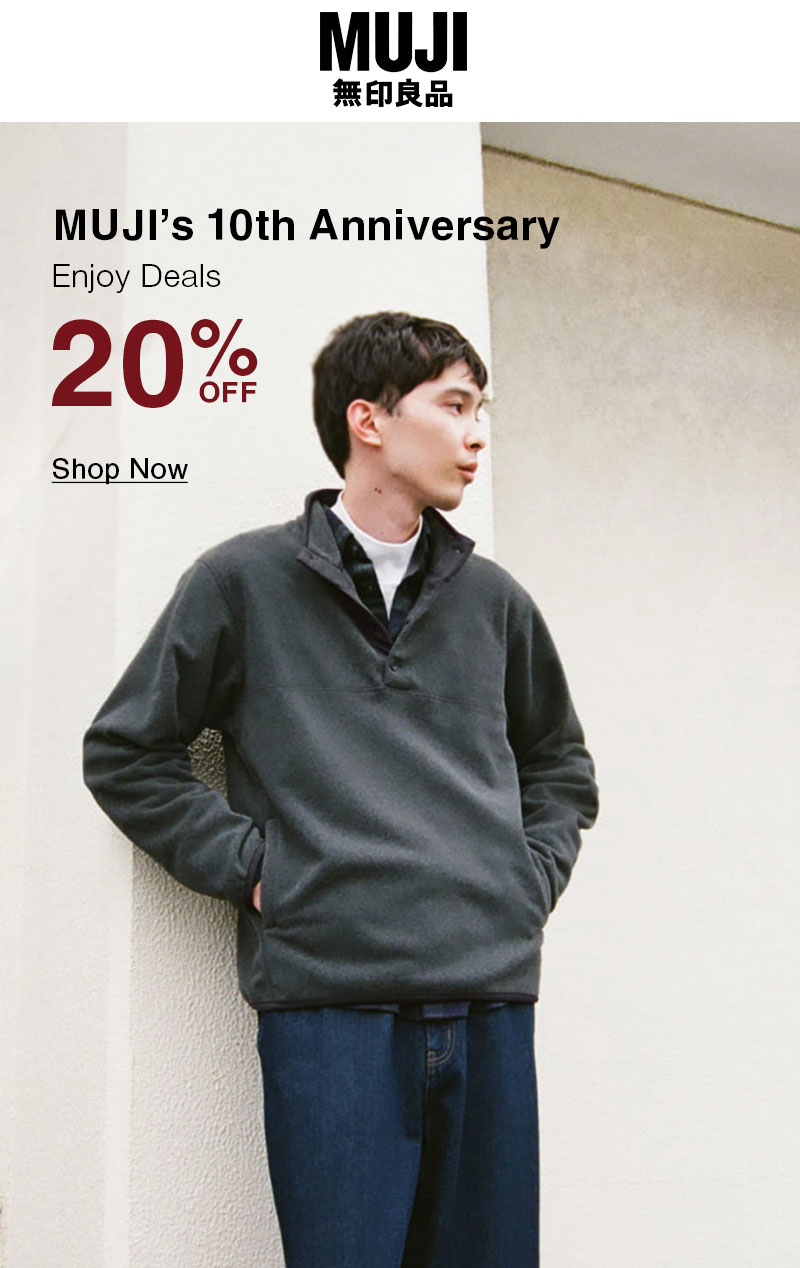 Shop MUJI Anniversary Deals 20% Off!