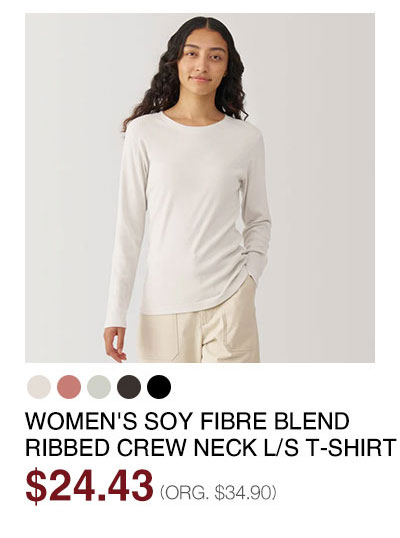 Shop Women's Soy Fibre Blend Ribbed Crew Neck L/S T-Shirt