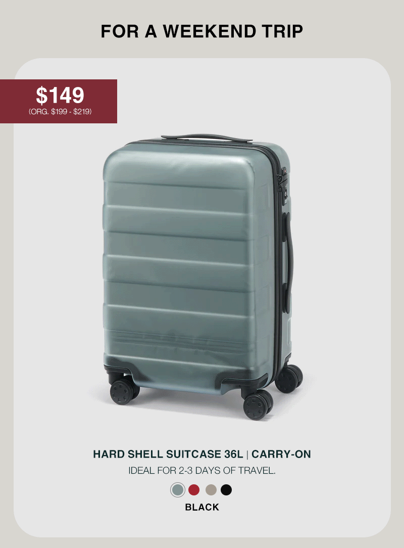 Shop 36L Hard Shell Suitcases at $149 Online Only!