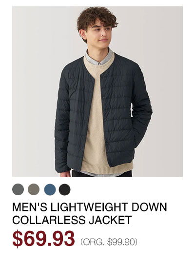 Shop Men's Lightweight Down Collarless Jacket 