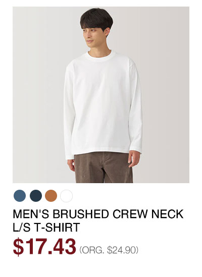 Shop Men's Brushed Crew Neck L/S T-Shirt