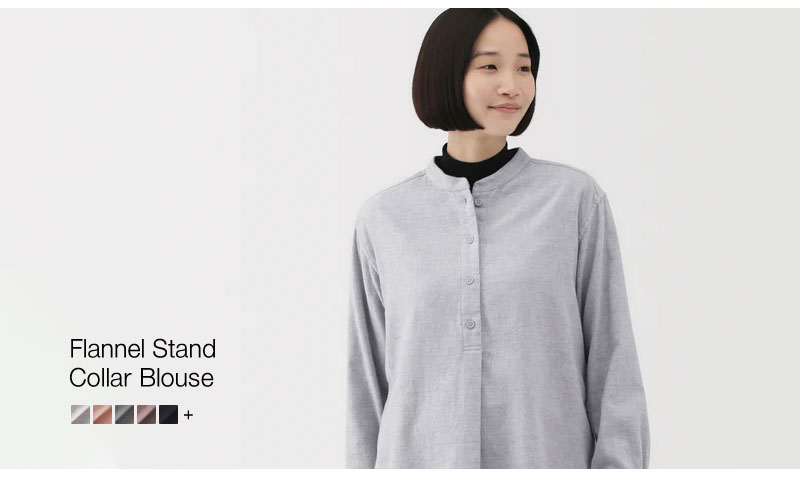 Shop Flannel Stand Collar Blouse