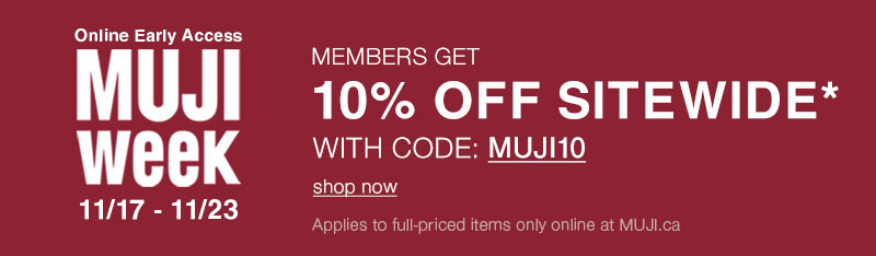 MUJI Week Online Early Access 10% OFF