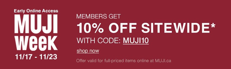 MUJI Week Online Early Access 10% OFF