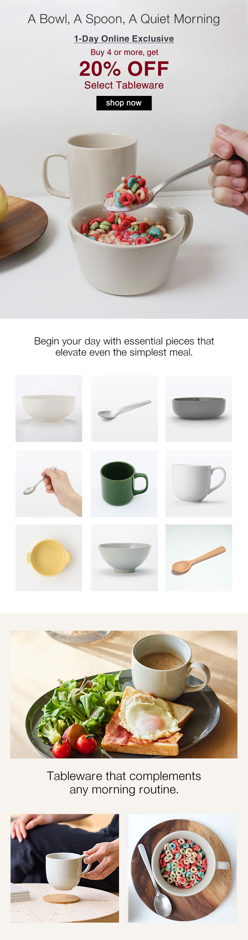 Online Exclusive: Buy 4 or more, get 20% OFF select tableware