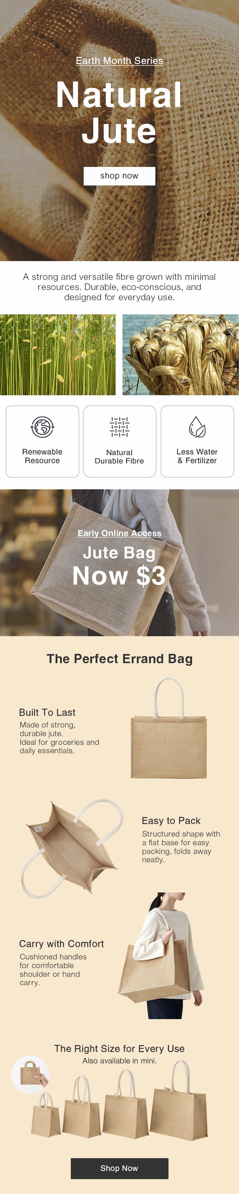 Shop Jute: strong, durable, natural fibre.