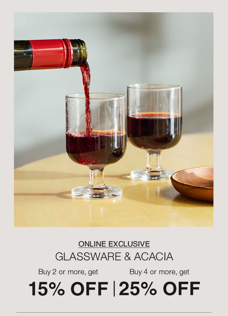 Shop Glassware & Acacia