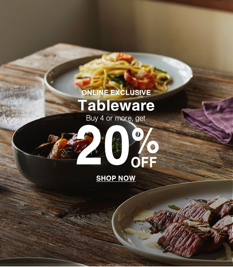 Shop 20% Off 4+ Tableware Online Only!