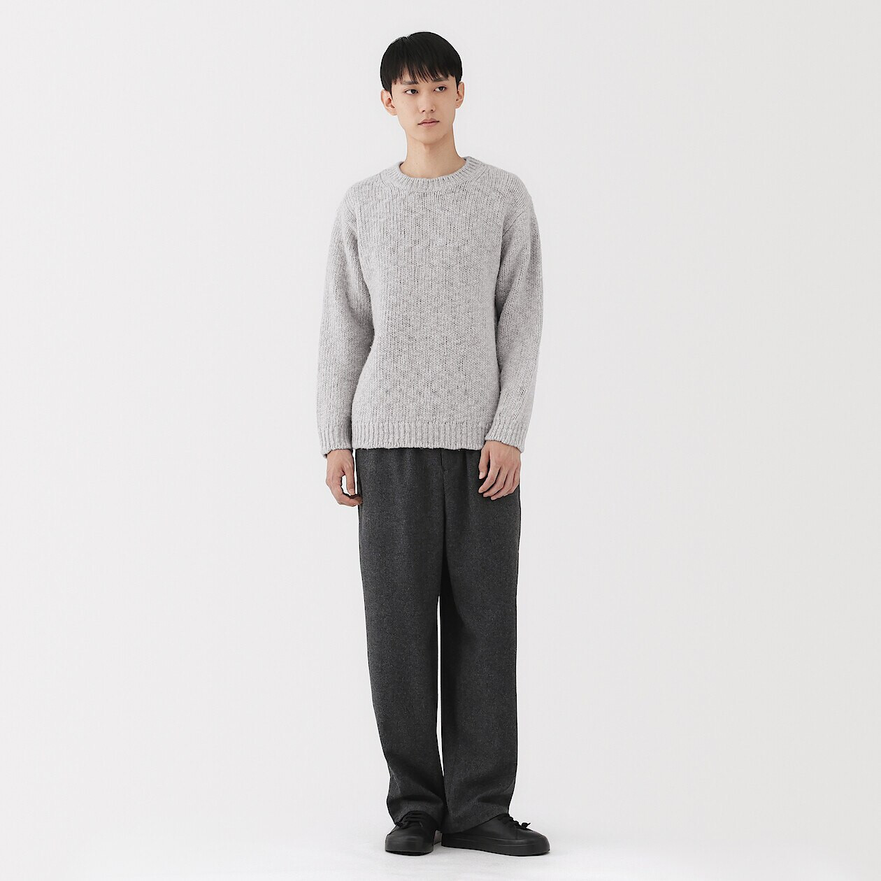Image of Men's Merino Wool Chunky Knit Crew Neck Jumper