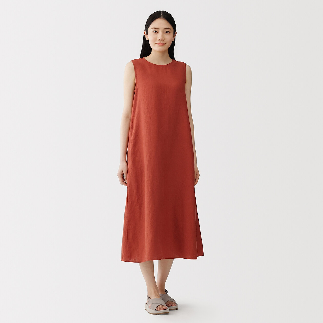 Image of Women's Washed Linen Sleeveless Dress